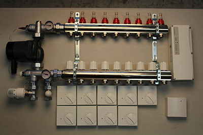 Värmestyrning golv komplett system - 9 kretsar - analog