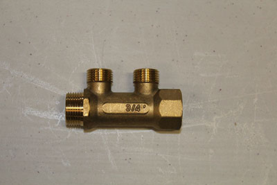 Fordelerrør 2 afg. m/fast gevind