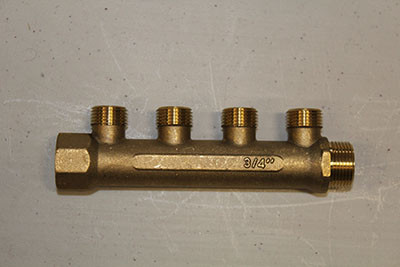 Fordelerrør 4 afg. m/fast gevind